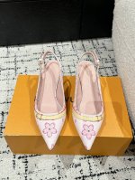 顶级版本 村上隆 Takashi Murakami X Louis Vuitton 25 6Am 樱花系列 尖头搭扣 细跟 高跟鞋 鹰嘴小尖头搭配镂空皮条小方扣