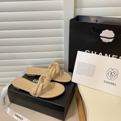 橙子出厂价 Chanrl 香奈儿夏季新款 金属链条夹脚拖鞋 休闲人字拖 码数：35-41