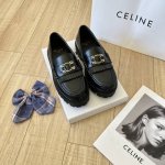 橙子工厂价 CELINE 赛琳 凯旋门金属扣流苏乐福鞋单鞋 厚底小皮鞋材质：进口开边珠面料 码数：35-40