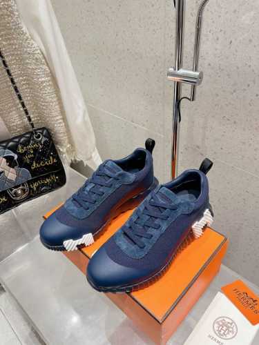 顶级版 情侣款 男码10 Hermes 爱马仕 Bouncing男女同款休闲运动鞋情侣款麂皮拼网面休闲鞋女码 35-41 40、41不退换 男码 39～45 4