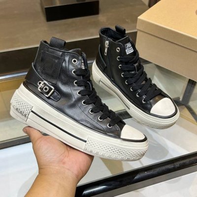 出 Ash新品女鞋秋季做旧高帮厚底运动休闲潮鞋，精选原版经典金属饰扣，原版开模防滑橡胶大底跟高4Cm抛脏设计，精美线条、简约大气，上脚感超级舒适上档次 面料:头