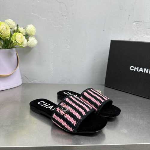 高品质 Chanel*香耐儿2024秋冬新款拖鞋 官网专柜，面料羊毛线纯手工编织 内里垫脚刺绣加绒 码数：35－40