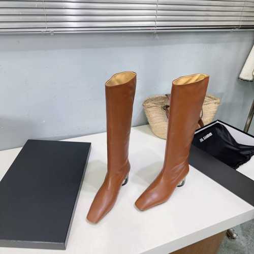 高品质出厂 ！小众潮牌顶级品质！Jilsander 吉尔桑达24Ss秋冬超火小方头金属跟骑士靴长筒靴！简约大气款！ 上身无敌修饰腿型！真的帅bao了！！上脚巨显