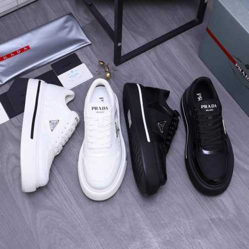 商品商标：Prada 普拉达 休闲鞋正码码数: 38-45商品材料：精选 头层牛皮拼接布鞋面 网内里 原版大底