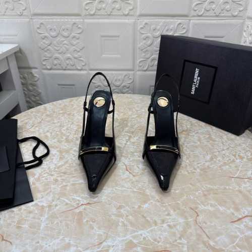 Ysl.顶级版本.高品质. 配置全套包装2024新款 官网同步 1:1开模 后空高跟鞋鞋面：漆皮内里：羊皮跟高: 10.5Cm大底：A级原版黑色真皮大底码数：S