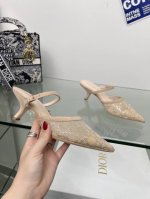 工厂价Dior 迪奥 2025春夏走秀新款bling...Bling...水晶鞋 Capture一字带高跟穆勒女鞋 明星同款水钻方头藤格纹图案猫跟拖鞋 市面顶级