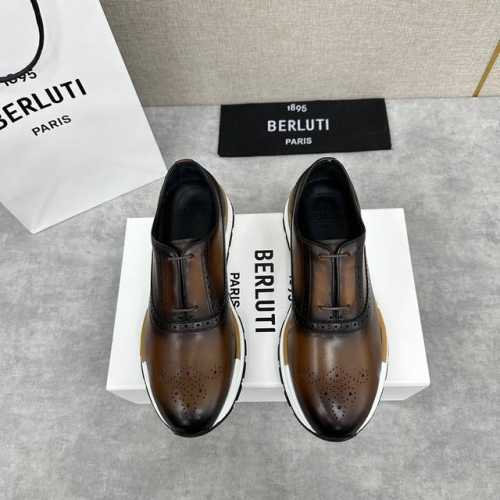 Berlut* 布鲁提 升级版第四代私模大底 Fast Track皮革运动鞋 官方售价rmb 最新款男士休闲运动跑鞋 采用进口皮胚手工改色擦色材质 不对称激光刺