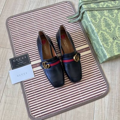 出厂： GUCCI 古驰2024顶级专柜 情侣新款官网上新 全球首发 GUCCI 古驰24初夏-双F方头乐福鞋 半拖Gucci经典乐福鞋 情侣新款INS时尚推荐