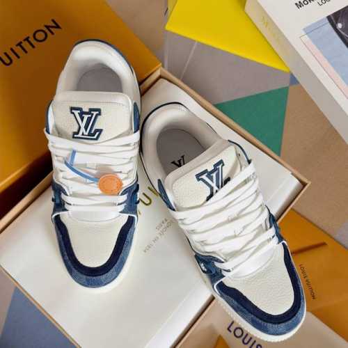顶级版本：情侣款 Lv Tarine路易威登 驴牌 L家 情侣款 丹宁牛仔布 休闲 运动鞋 滑板鞋 原版购入开发 做货 本款 Lv Trainer 运动鞋以 D
