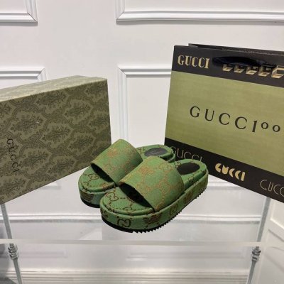 橙子出厂价 GUCCI 古驰春夏新款 三叶草阿迪联名限定款 防水台厚底拖鞋 凉拖 情侣款跟高：4.5CM码数：35-45