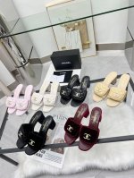 p270（皮底定制十30，C家小香2025早春新品 拖鞋火爆上市！黑色、米白、杏色、粉色、黑色真丝绒、酒红真丝绒、 跟高：6厘米 码数：35-43（35.41.