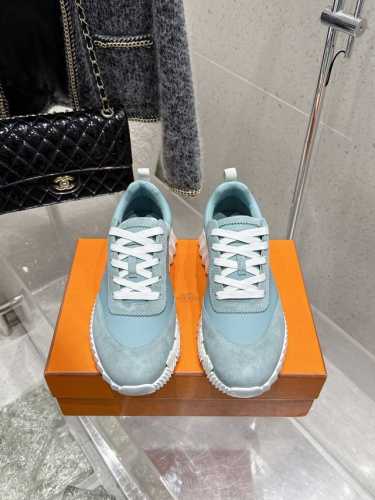顶级版 男款 Hermes 爱马仕 Bouncing男女同款休闲运动鞋 情侣款麂皮拼网面休闲鞋 男码 39～45 45不退换