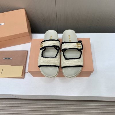 出厂价 顶级版本 Miumiu 2024顶级专柜 新款限定 官网上新 独家首发 Miiu 24Ss-初夏手工针织拖 Miu拖 Miu针织拖 Miu美鞋 Ins穿