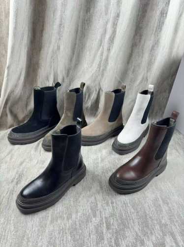 上新brunello Cucinelli 秋冬bc新款弹力羊绒布中筒绑带马丁靴 机车靴子 购入zp对比定制，外单顶级版 我家真正原厂开发出货，真正出厂价一分钱一