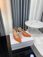 出厂价 J'ADIOR 迪奥 DIOR&MOI 春夏最新高定Slingback标志性系列 纯棉刺绣图案露跟平底女鞋 明星同款字母logo织带方头粗高跟蝴蝶结女凉