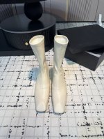 Jil Sander 24秋冬极简主义小方头pc透明粗跟弹力高靴 市面顶级原单版，Zp对比做货，所有细节都跟柜上一致：包括鞋面皮料，鞋垫内里皮料、刻印logo，