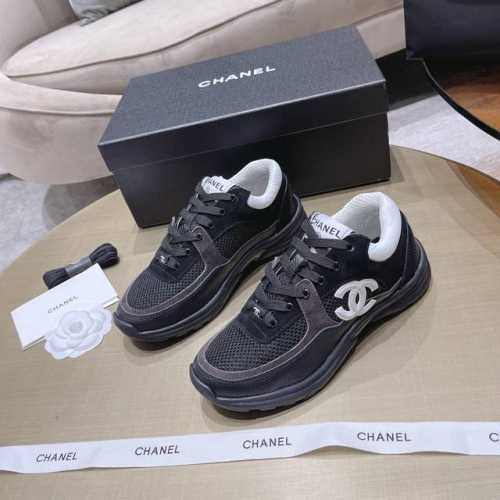 Ch Nel Ss Sneakers Cruise 春夏新款黑白熊猫运动球鞋 经典款式 经典配色 鞋面进口牛绒+荔枝纹牛皮+大logo 内里透气网 Tpu大底