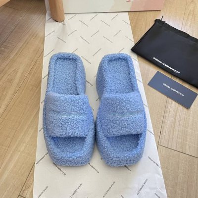 橙子出厂价 Alexander Wang 亚力山大王 秋冬新款 松糕厚底毛毛拖鞋 高跟凉拖鞋 底厚：9Cm 码数：34-41