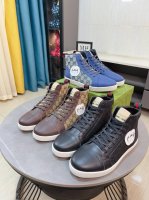 出厂价 Gucci 古奇 高帮新款男鞋高端品牌，最新時尚休闲男鞋，潮流百搭之款，轻松运动风，鞋面意大利进口gg印花布料+真皮内里 加超精细做工。原版个性时尚橡胶