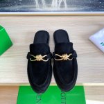 出厂 BOTTEGA VENET* 真皮 金色 金属结绳配饰 男女款 Astaire乐福拖鞋 黑色羊反绒皮 老钱风 乐福拖鞋 原版一比一做法 一致五金 当今流行