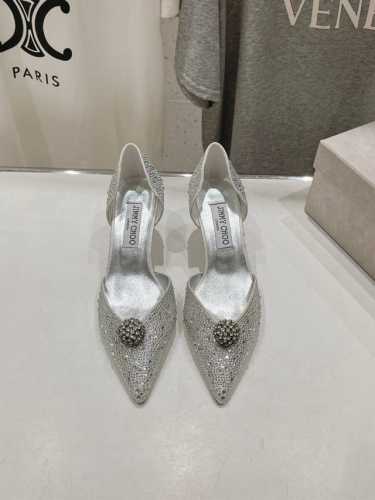 高版本出厂 Jimmy Choo*｜Jc 吉米周2024Ss夏季新款简约小猫跟尖头烫钻高跟鞋单鞋 原版套楦，完美的线条，简约大气上脚显气质 舒适百搭，还能拉长双