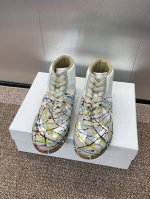 工厂价：普通款女码440/男码460 涂鸦款女码480/ 男码490 maisonmargiela 情侣款系带德训高帮鞋 Mm6 马吉拉平底圆头涂鸦拼色复古休闲