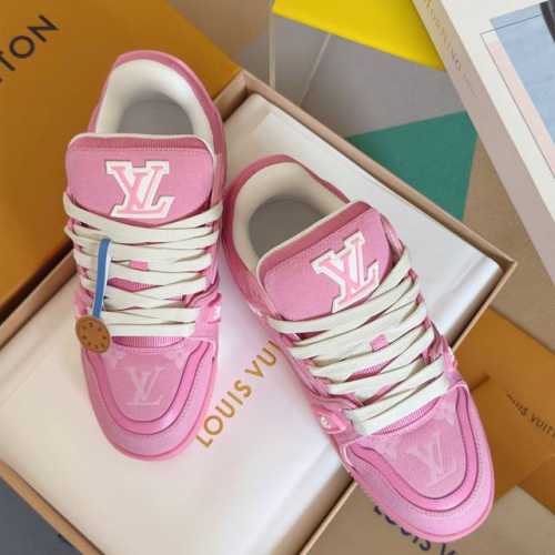 顶级版本：女款 Lv 路易威登L家 驴牌 Trainer系列 情侣款 休闲 运动鞋 滑板鞋 原版购入开发 做货 本款 Lv Trainer 运动鞋取材 Mono