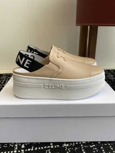 代购级350 celine思琳赛琳Celine 厚底 休闲鞋舌和鞋后帮饰有Celine标志 松紧半拖 鞋后帮和侧面压印Celine标志厚底面包鞋2025春夏新款