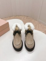 出绒面 皮面 Miumiu 新厚底羊毛高帮鞋乐福鞋 擦色 复古风 超级耐看 耐穿 瘦腿神器 简约大气 矮子乐 经典三角扣加齿牙厚底 经典时尚不过时，5.5Cm