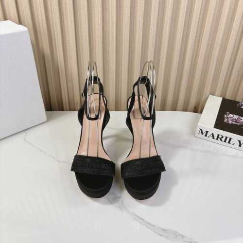 Dior 迪奥24S新品 防水台一字带高跟凉鞋 面料采用进口织布 内里踮脚均为羊皮 意大利进口牛皮大底 跟高：12Cm 水台：3Cm 码数：35-39 40 4