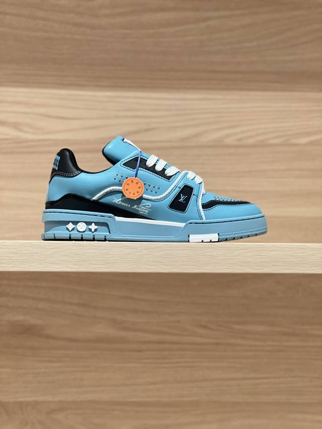 专注好品质——顶级出品 柳钉蓝色实拍——代购级Trainer 新色更新 原版材料定制！编织拼接工艺成本徒然增加！非通货！私模大底！精细工艺！ size：38-4
