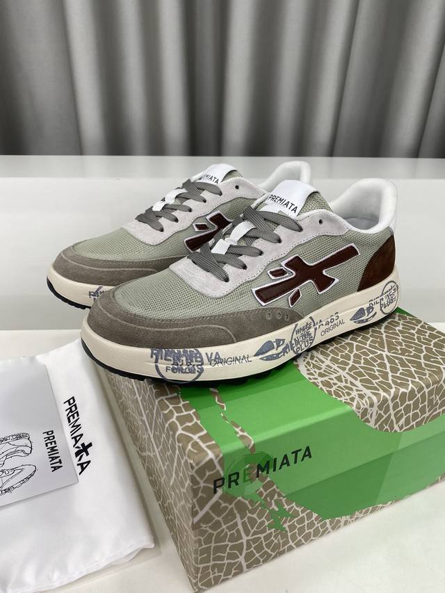 男P340 premiata（普瑞米亚达)时尚、运动、休闲、慢跑、男鞋。 普瑞米亚达意大利名品百年历史，所有工艺全手工打造，米“字一样的Logo简称米字鞋。完美