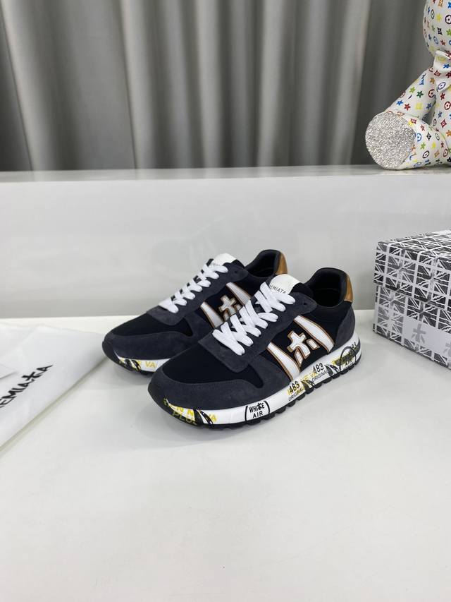 男P340 premiata（普瑞米亚达)时尚、运动、休闲、慢跑、男鞋。 普瑞米亚达意大利名品百年历史，所有工艺全手工打造，米“字一样的Logo简称米字鞋。完美