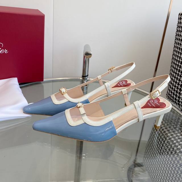 430 roger Vivier Ss New Arrival～Rv 后空单鞋 顶级品质 带多巴胺的糖果色系；给人很少女的活力气息 漆皮鞋面 羊皮内里 牛皮鞋底