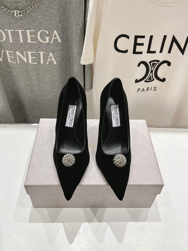 高版本出厂390 Jimmy Choo*｜Jc/吉米周2025Ss春夏新款简约尖头高跟鞋单鞋 原版套楦，完美的线条，简约大气上脚显气质粗跟舒适百搭，还能拉长双腿