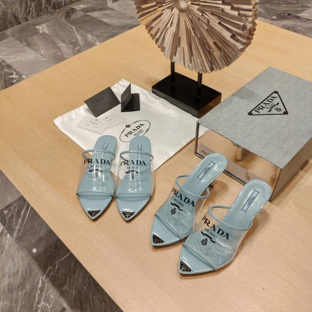 (顶级包装配套最高版本) Prada 225【新品推荐】阿希哥种草同款透明鞋/胶片凉鞋组合，透视鞋系列。 (顶级版本)强大十三色，实力来袭！ 胶片款310 皮面