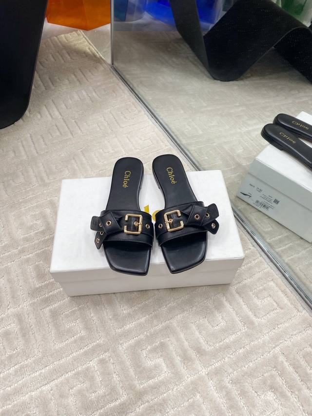 出厂330 Chloe 蔻依25Ss 早春新款绝美拖鞋时尚界久违的极简之美 经典时尚配色 毫不费力的优雅风来袭 时髦 精致 绝美 包头尖头 开边珠外穿时尚气质简