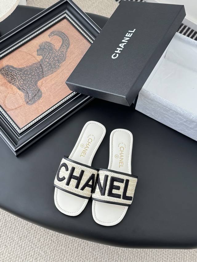 p350 Chanel 25K新款字母拖鞋 羊皮编织面 内里羊皮 真皮大底 size:35-39 其他码数定做