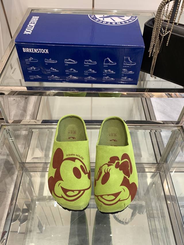 310Birkenstock 勃肯 25Ss新款厚底包头拖 米奇鼠联名款 人体工程学设计符合脚形的脚床 软木材质穿着超级轻便舒适 楦形线条优美 做工精致 长时间