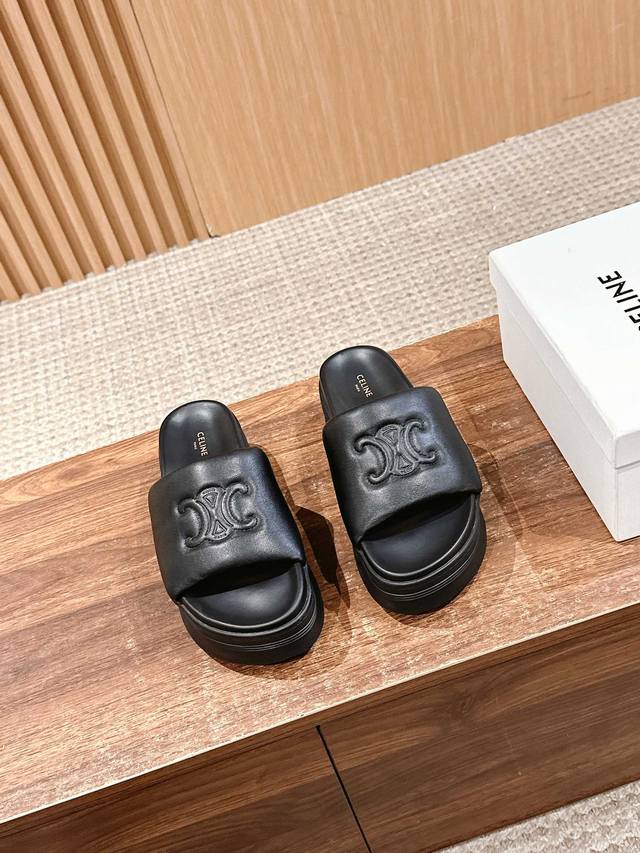 350 / 思琳春夏新款厚底羊皮拖鞋 妥妥长腿神器 Size：35-39（40定做不退换）