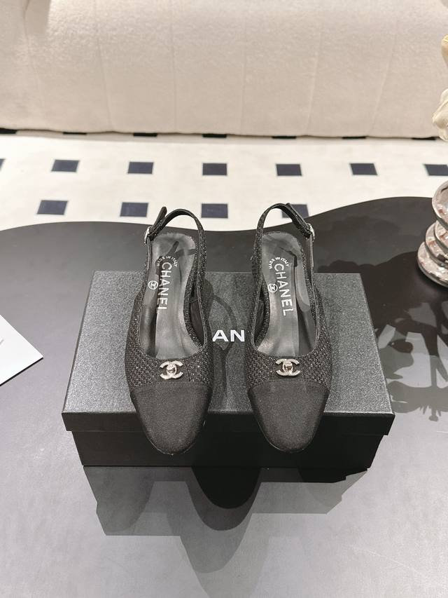 -【*】 - 【340】 - 【34-42】34 40 41 42定制不退换 chan*L 2025 S 经典Cf黑金Mini小单鞋 书包扣 Slingbac
