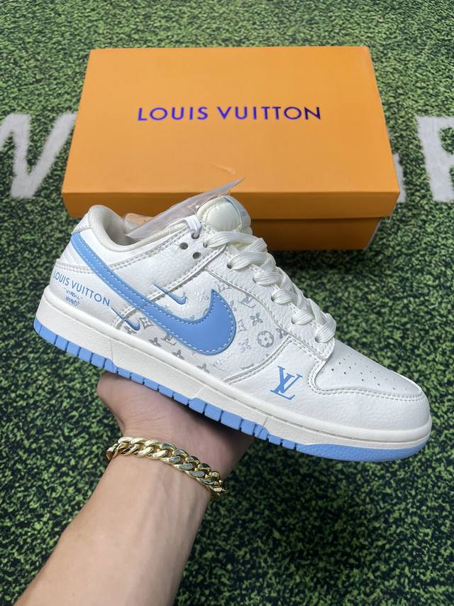 400 现货 Nk Dunk Low Retro “Diy高端定制” Lv米白蓝 低帮休闲运动板鞋 原装头层材料 用料绝不含糊 独家版型蒸餾加工帶來的是更好的视