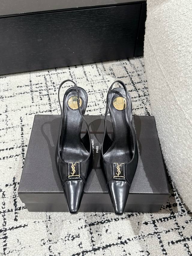 380 saint Laurent 圣罗兰 25/尖头后空高跟鞋单鞋 上脚特别稳，超跟脚，放心入！鞋跟是重新开模定制的，独家的鞋跟，高度与正品一致区别各种不对版