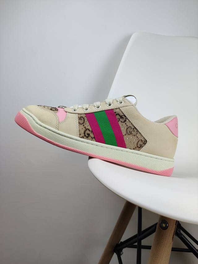 橙子出厂价140【压钻款】 gucci 古驰经典款 水钻小脏鞋 运动鞋 休闲鞋板鞋 情侣款 烫钻# 原版开发代购级别版本，金属双G水晶圆柱形标，Gucci原版纹