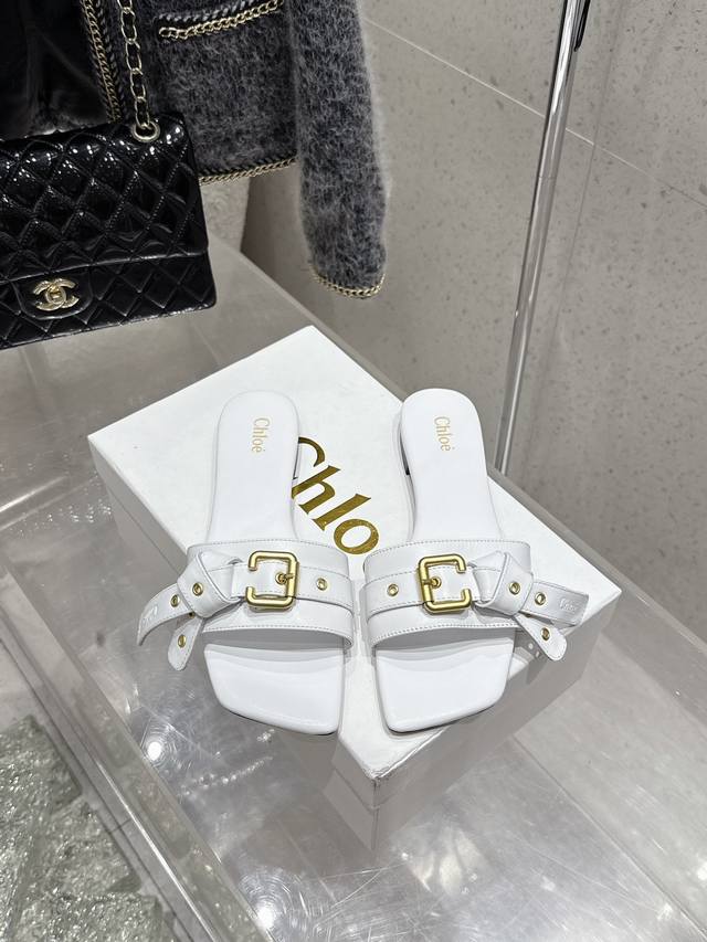 Chloe 克洛伊 25春夏新款绝美蝴蝶结扣带方头平底拖鞋！时尚界久违的极简之美 经典时尚配色 毫不费力的优雅风来袭 时髦 精致 绝美 ！ 时尚气质简约新款日常