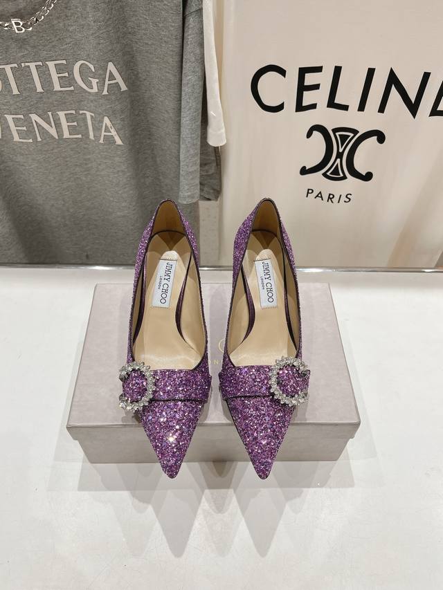 高版本出厂 Jimmy Choo*｜Jc 吉米周2025Ss春夏新款简约尖头格力特高跟鞋单鞋 原版套楦，完美的线条，简约大气上脚显气质粗跟舒适百搭，还能拉长双腿
