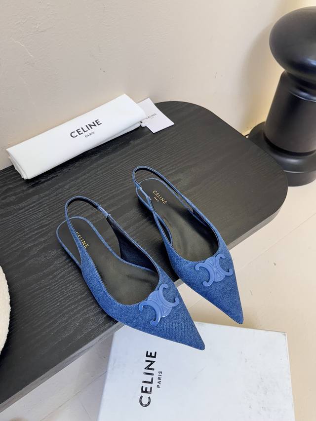 牛仔270 皮面马毛 Celin*经典复古尖头高跟鞋 塞林这系列真的很复古 无敌搭配怎么穿都超级好看 小尖头是设计巨显脚瘦小 面料原版定制材质 内里垫脚均为小羊