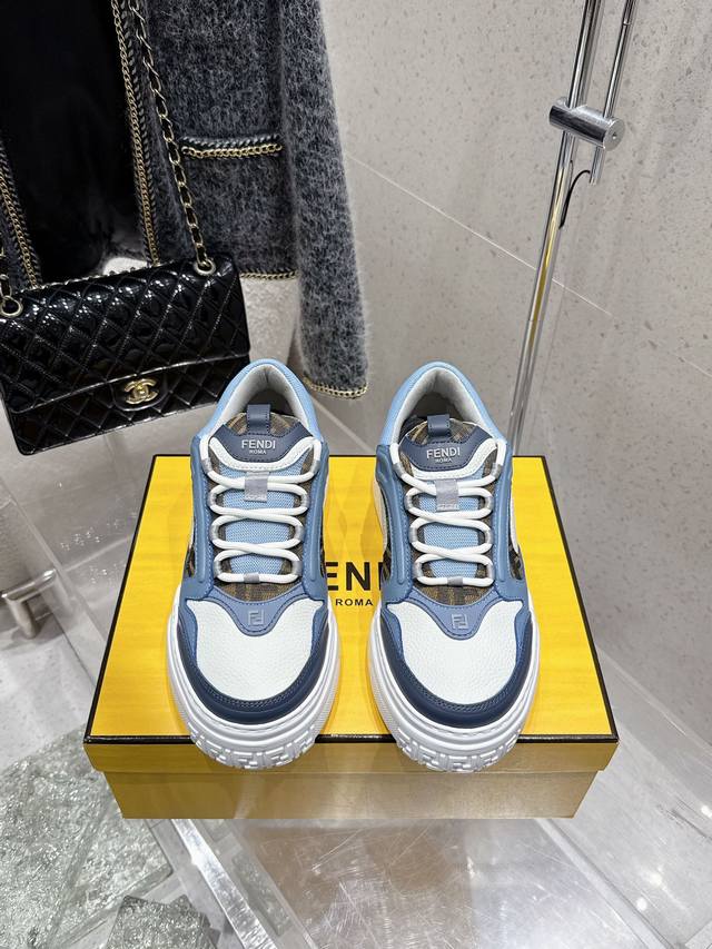 顶级版本 男款 Fendi 2025春夏新款厚底运动鞋男鞋休闲鞋整双鞋子采购Zp开发打造，全部定制材料，独家开模大底，细节全部对版出货，连包装也做到跟正品一样。