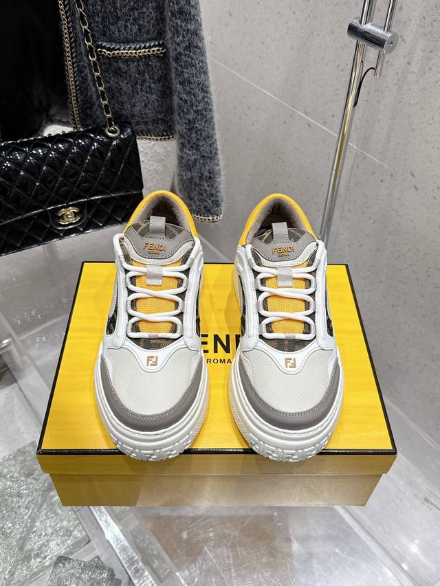顶级版本 男款 Fendi 2025春夏新款厚底运动鞋男鞋休闲鞋整双鞋子采购Zp开发打造，全部定制材料，独家开模大底，细节全部对版出货，连包装也做到跟正品一样。