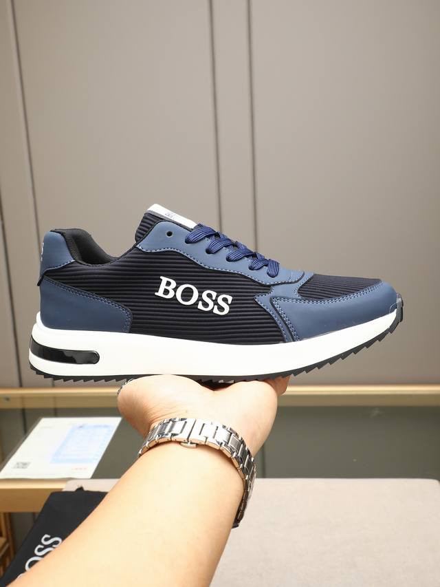 Boss2025最新品，，超级有范儿的一款休闲鞋！精选头层小牛皮透气网里鞋舌精致工艺图案装饰Logo，侧面标志性Logo霸气十足！上脚帅气！码数：38-44 4